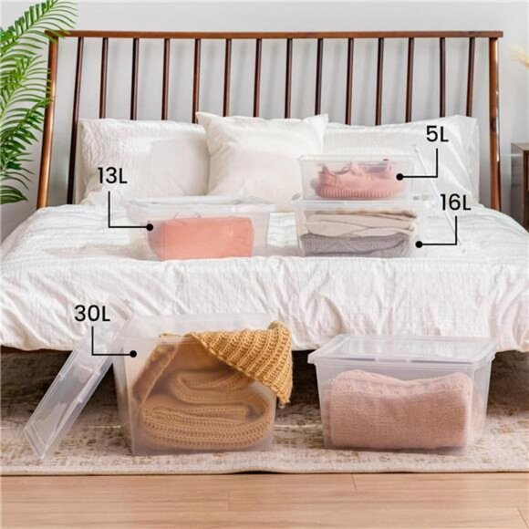 20-Pack Storage Bins with Lids, 6 Quart, Shoe Boxes Clear Stackable - Picture 3 of 7